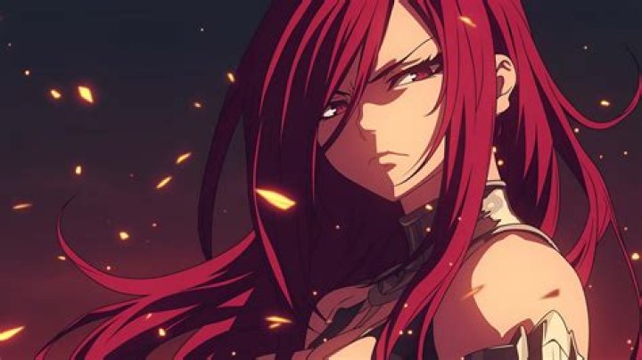 Erza in her final form swinging a blade