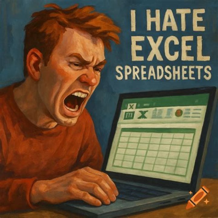 Excel looking angry with purple cape on